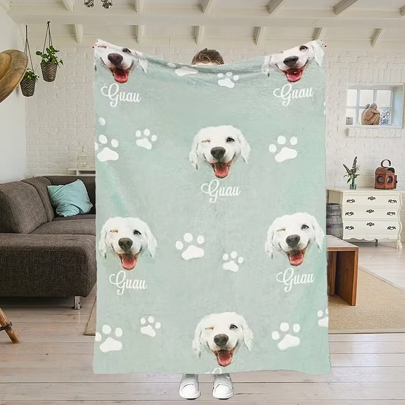 Custom Pet Flannel Blanket Furry Baby Embedded Digital Fleece Blanket