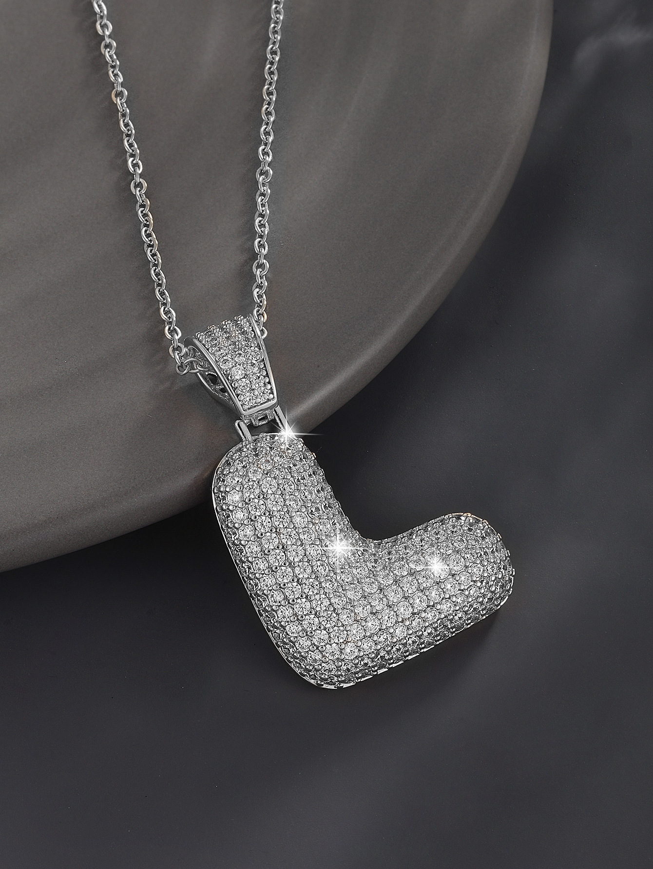 Stylish 26 Letters Necklace Pendant Alloy Zircon Necklace Friend Gift