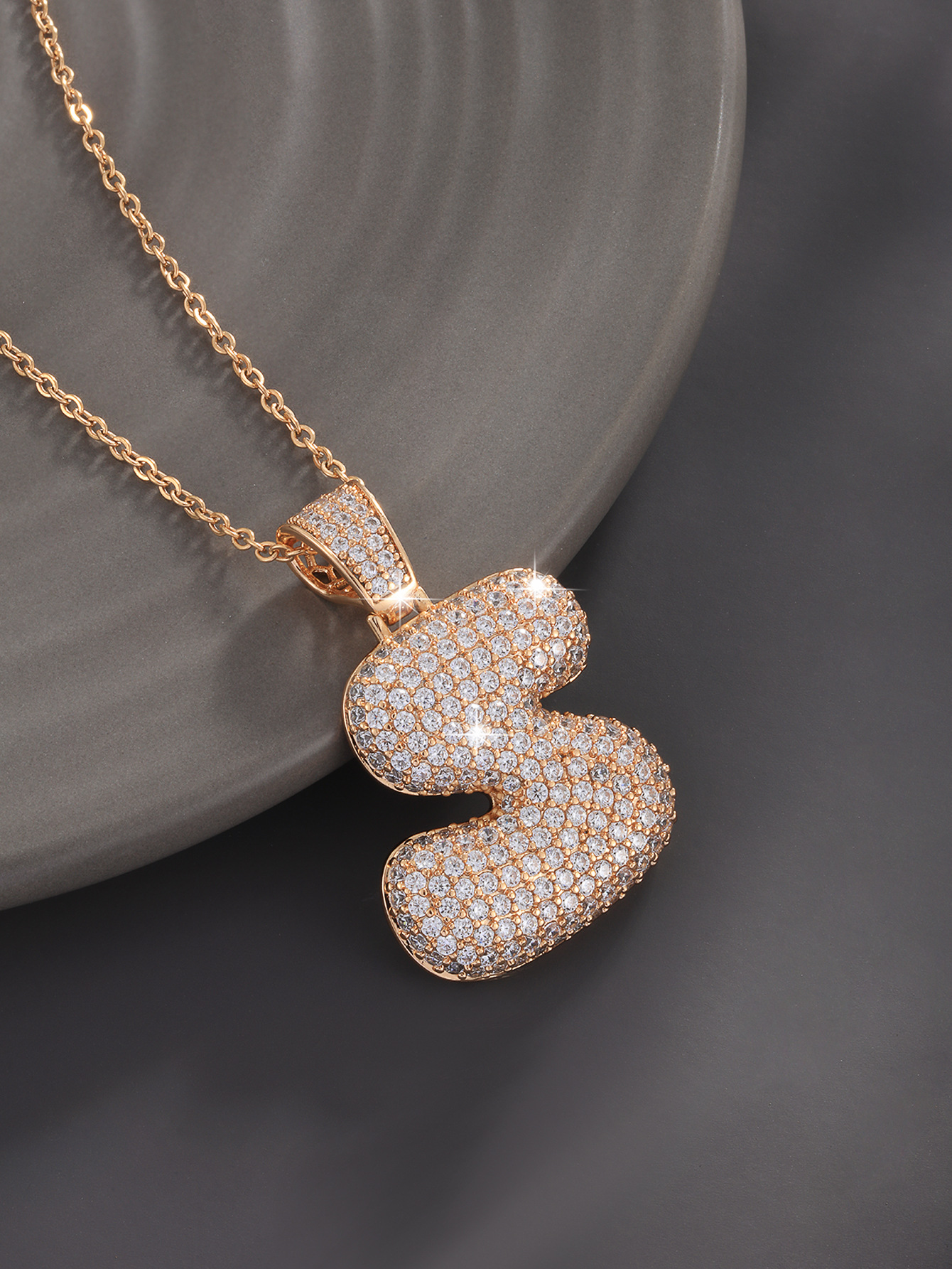 26 Letters 18K Gold Plated Necklace Pendant Zircon Necklace