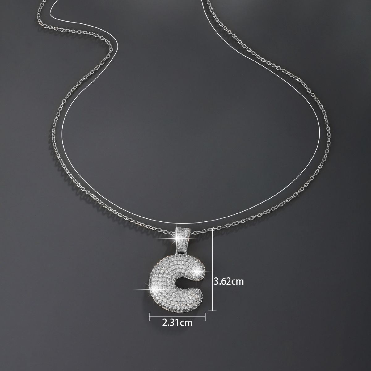 Stylish 26 Letters Necklace Pendant Alloy Zircon Necklace Friend Gift