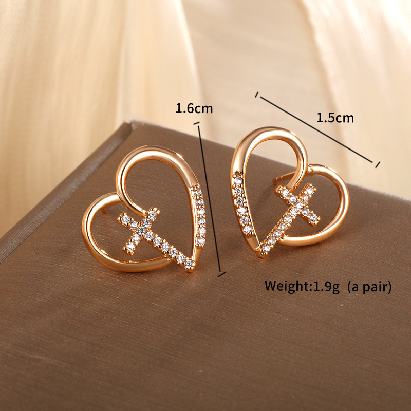 Trendy Hollow Heart Cross Earrings Punk Style Party Jewelry Gifts