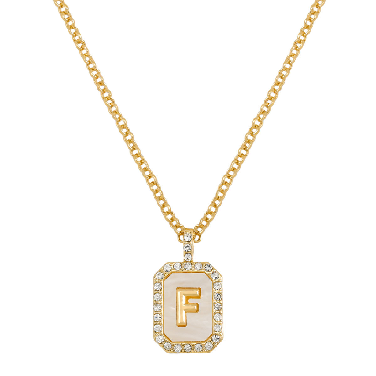 Letter Inlay Gold Plated Necklace Pendant Zircon Necklace Friend Gift