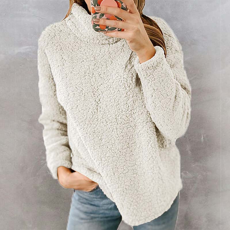 Warm Plush Turtleneck Sweatshirt Casual Loose Plus Size Winter Top