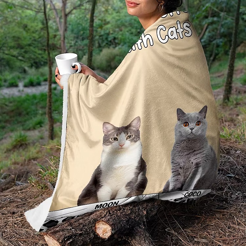 Custom Pet Flannel Blanket Furry Baby Embedded Digital Fleece Blanket