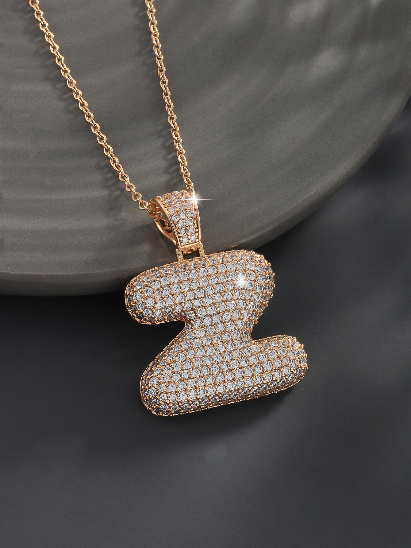 26 Letters 18K Gold Plated Necklace Pendant Zircon Necklace