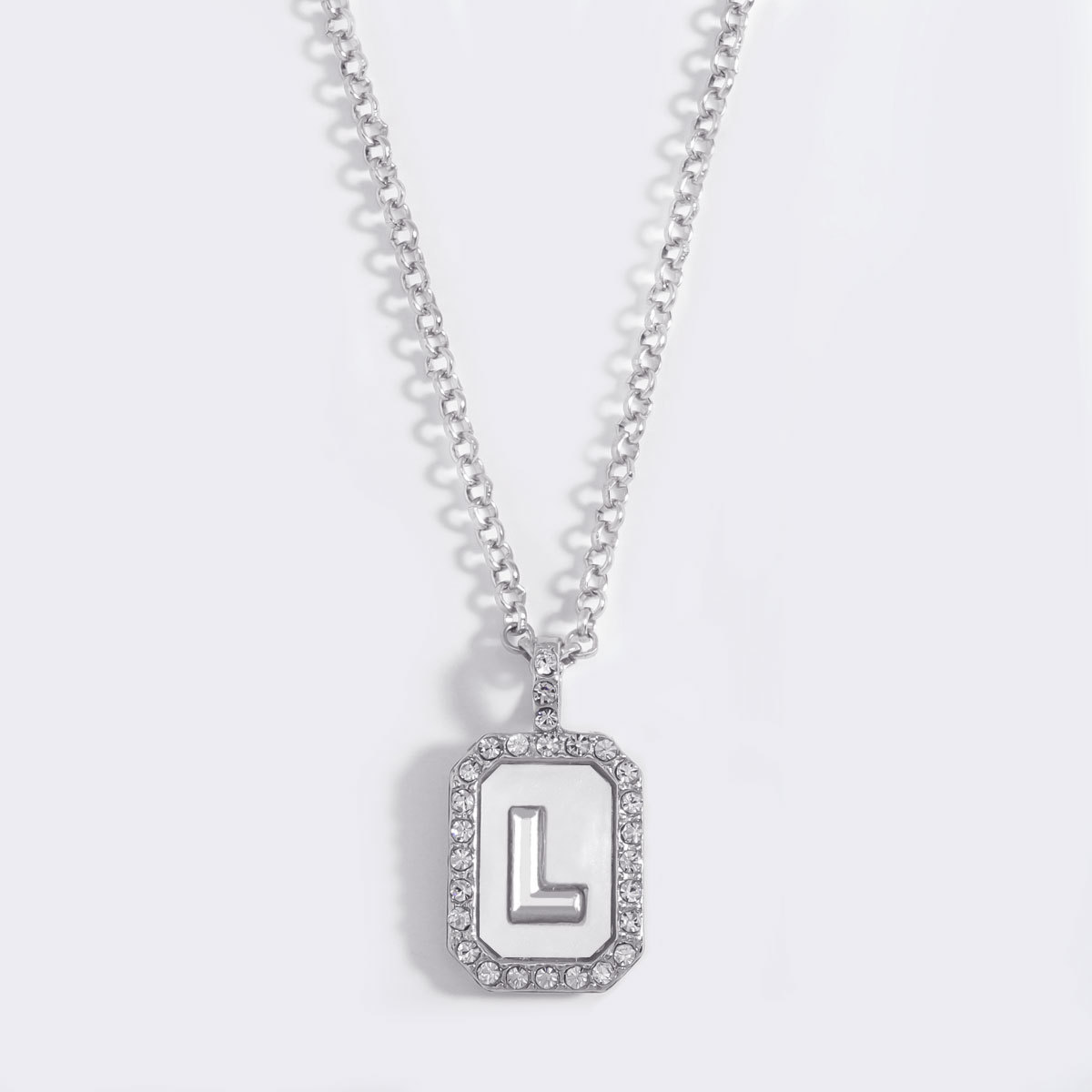 Letter Inlay Necklace Pendant Alloy Zircon Necklace Friend Gift