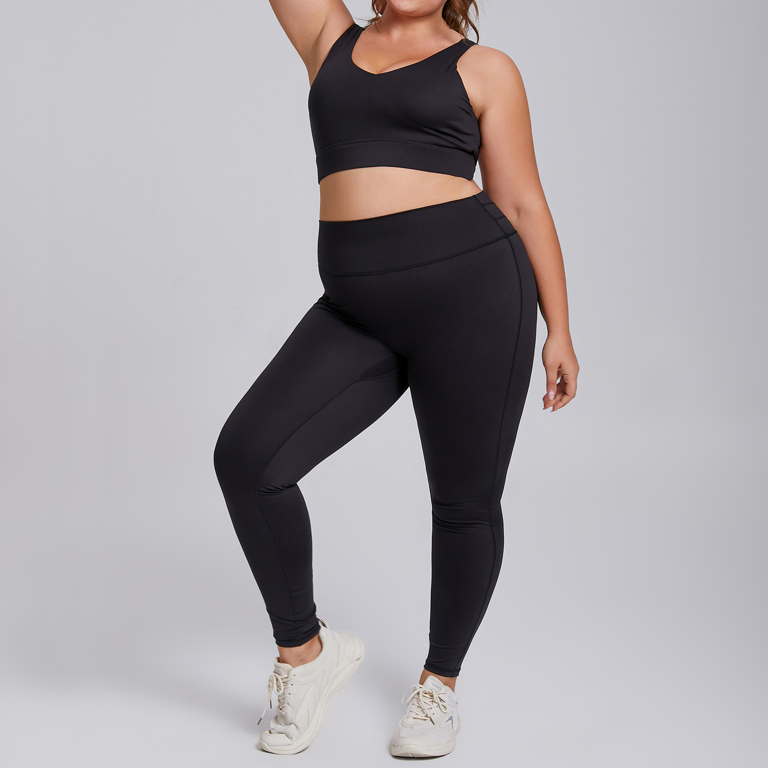 Plus Size High Elastic Yoga Suit Sports Vest And Pants Two Piece Set