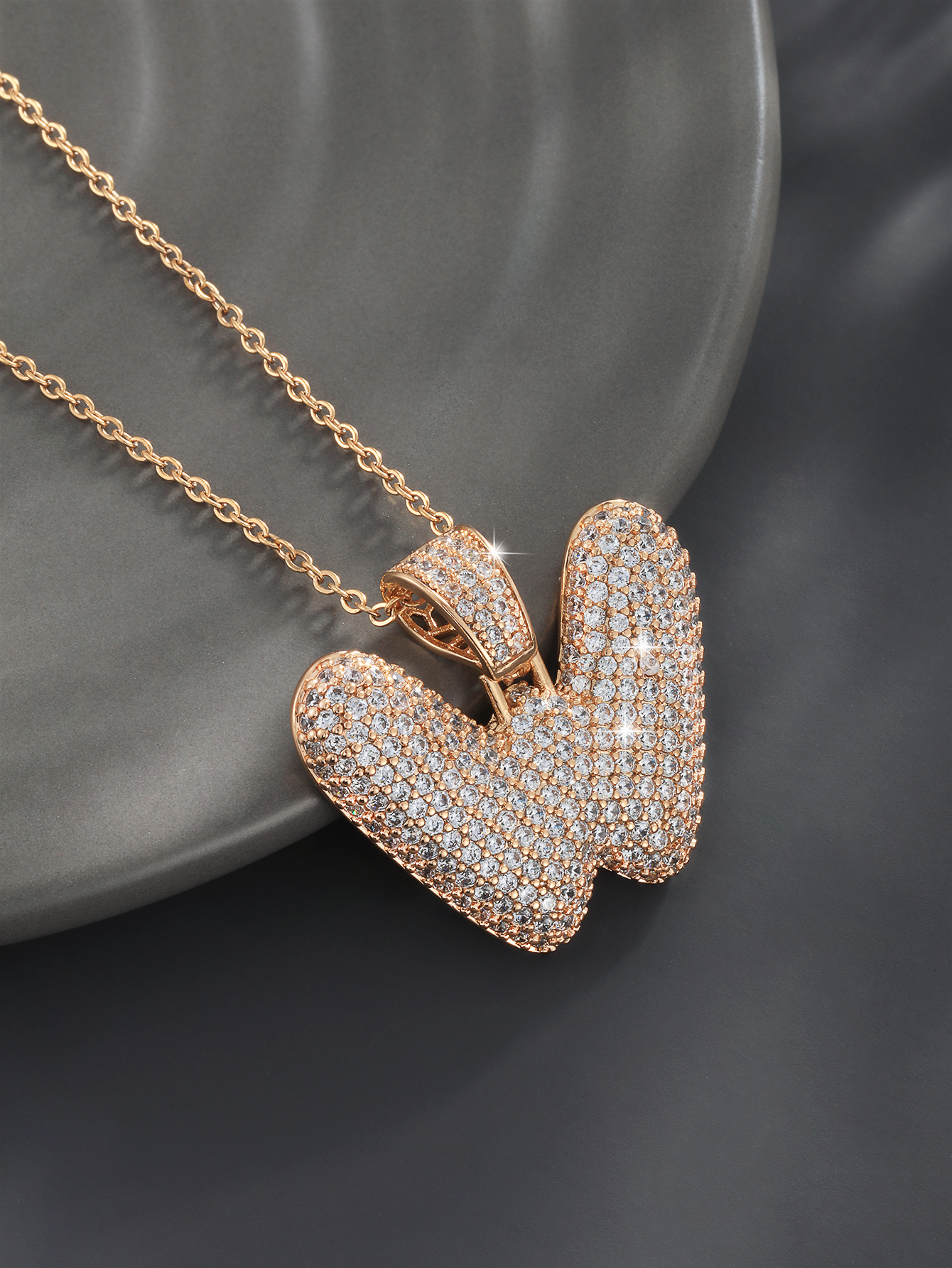 26 Letters 18K Gold Plated Necklace Pendant Zircon Necklace