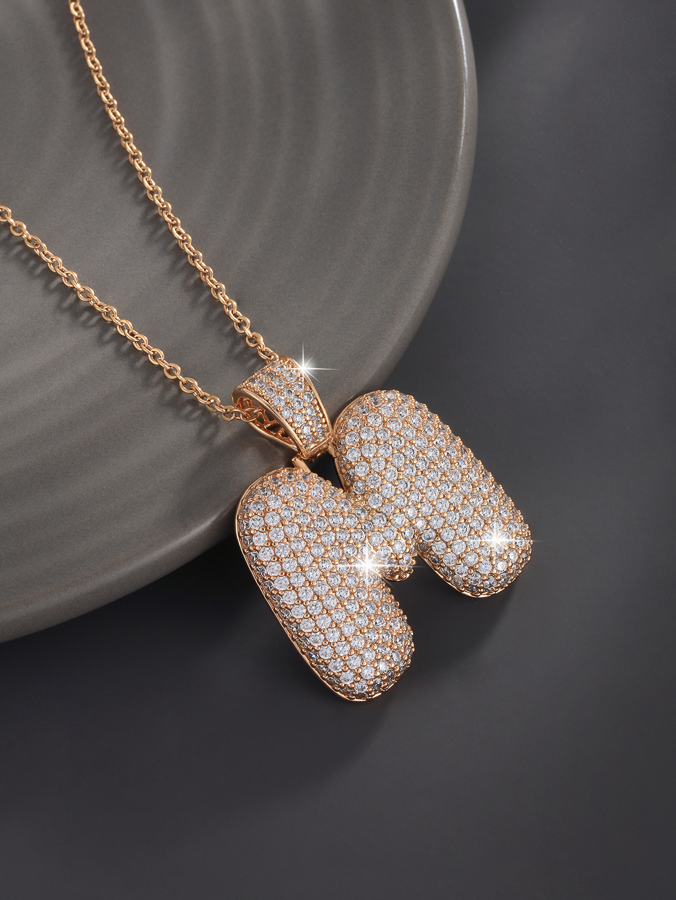 26 Letters 18K Gold Plated Necklace Pendant Zircon Necklace
