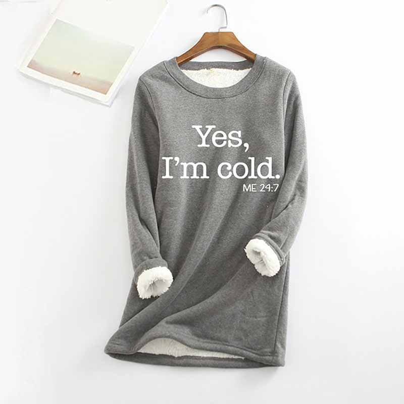 Printed Thickened Fleece Warm Autumn Winter Sweatshirt