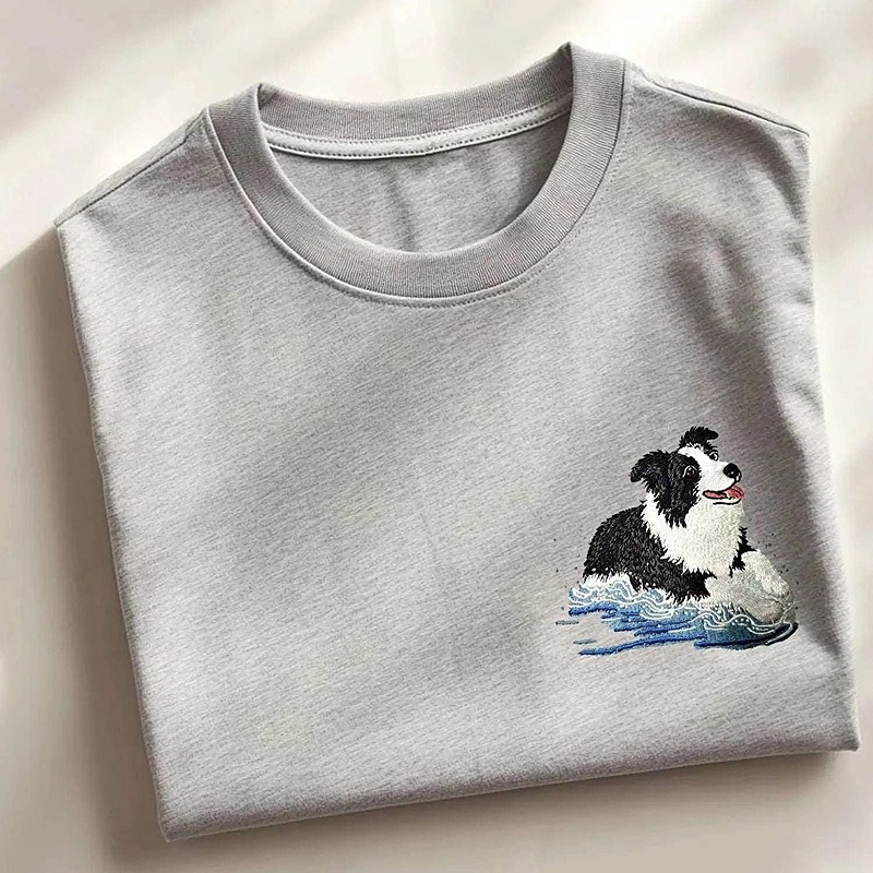 Custom Pet Full Body Embroidery T-shirt Pet Portrait Art Design Gift