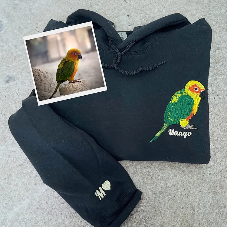 Customized Pet Portrait Embroidery Hoodie Furry Baby Keepsake Gift
