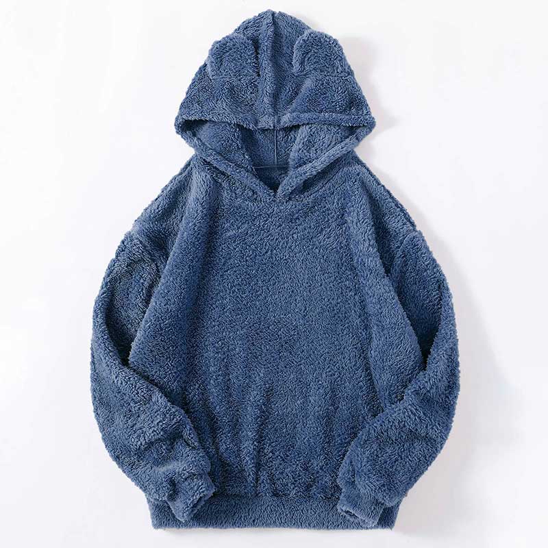 Lovely Bunny Ears Plush Warm Loose Hooded Sweatshirt
