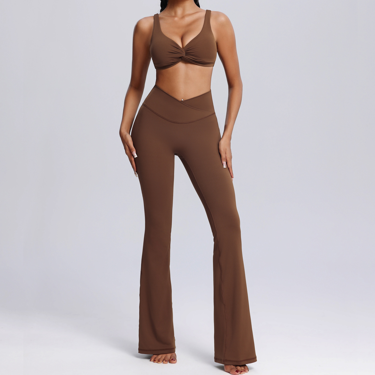 Yoga Suit Sportswear Vest And Flared Long Pants Two-Piece Yoga Set