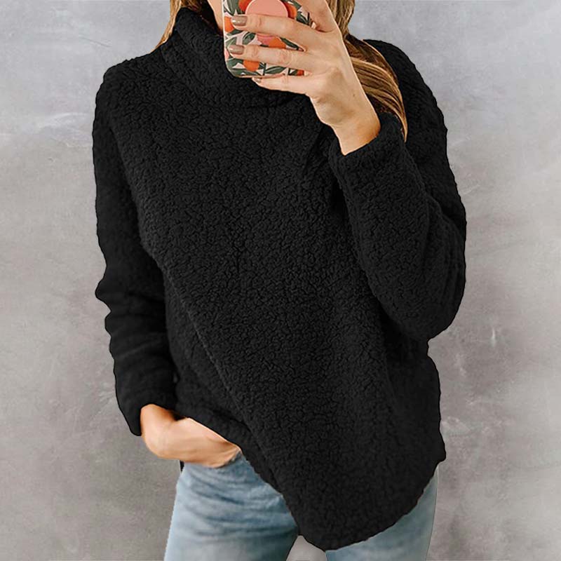 Warm Plush Turtleneck Sweatshirt Casual Loose Plus Size Winter Top
