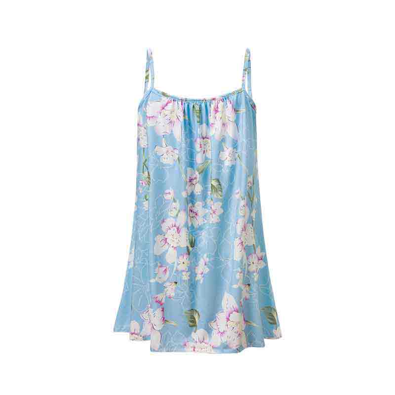 Printed Pleated Spaghetti Strap Sleeveless Round Neck Top