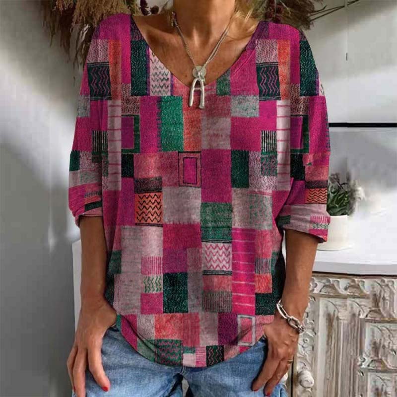 Casual Vintage Ethnic Printed Half Sleeve Loose Shirt