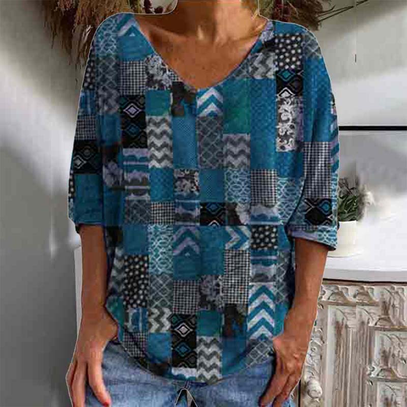 Vintage Floral Printed Half Sleeve Casual Loose Shirt