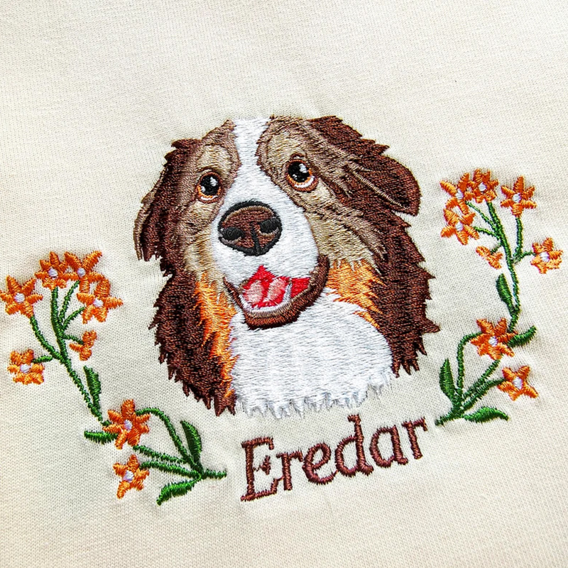 Custom Pet Wreath Embroidery T-shirt Cute Furry Baby Keepsake Gift