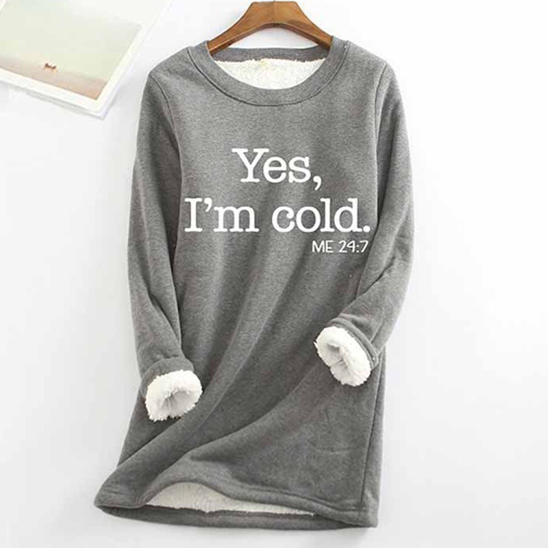 Printed Thickened Fleece Warm Autumn Winter Sweatshirt