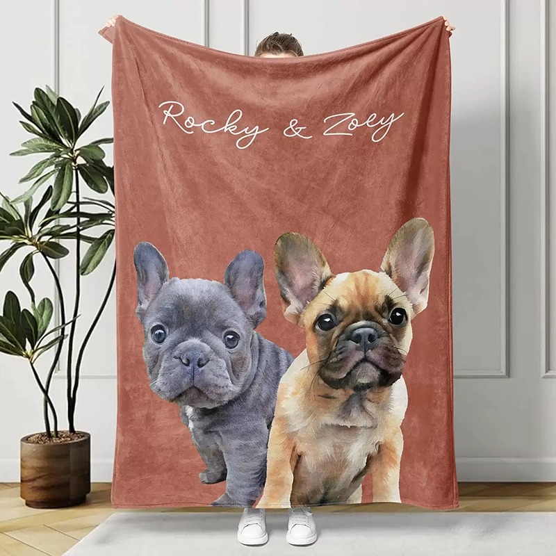 Custom Pet Flannel Blanket Furry Baby Embedded Digital Fleece Blanket