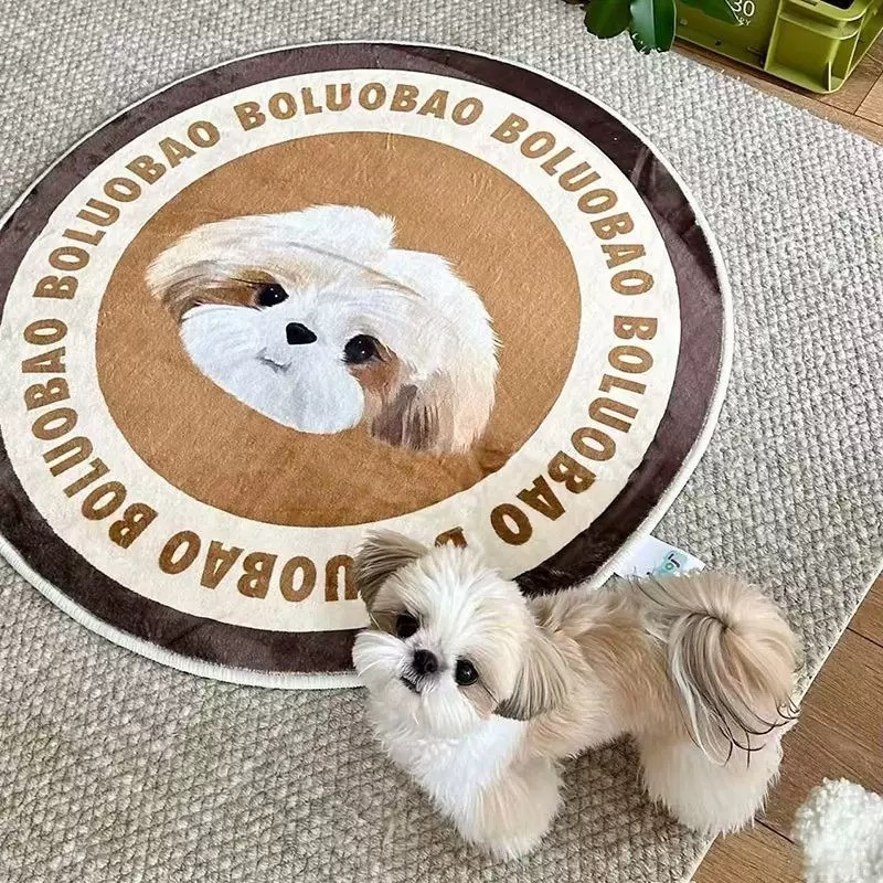 Customized Pet Portrait Round Tufted Rug Cute Furry Baby Flocked Rugs
