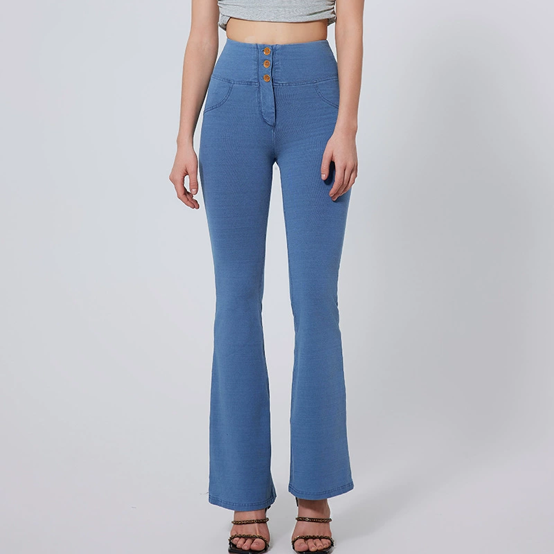 Fashion High Waist Fitness Flared Leggings Outerwear Denim Yoga Pants