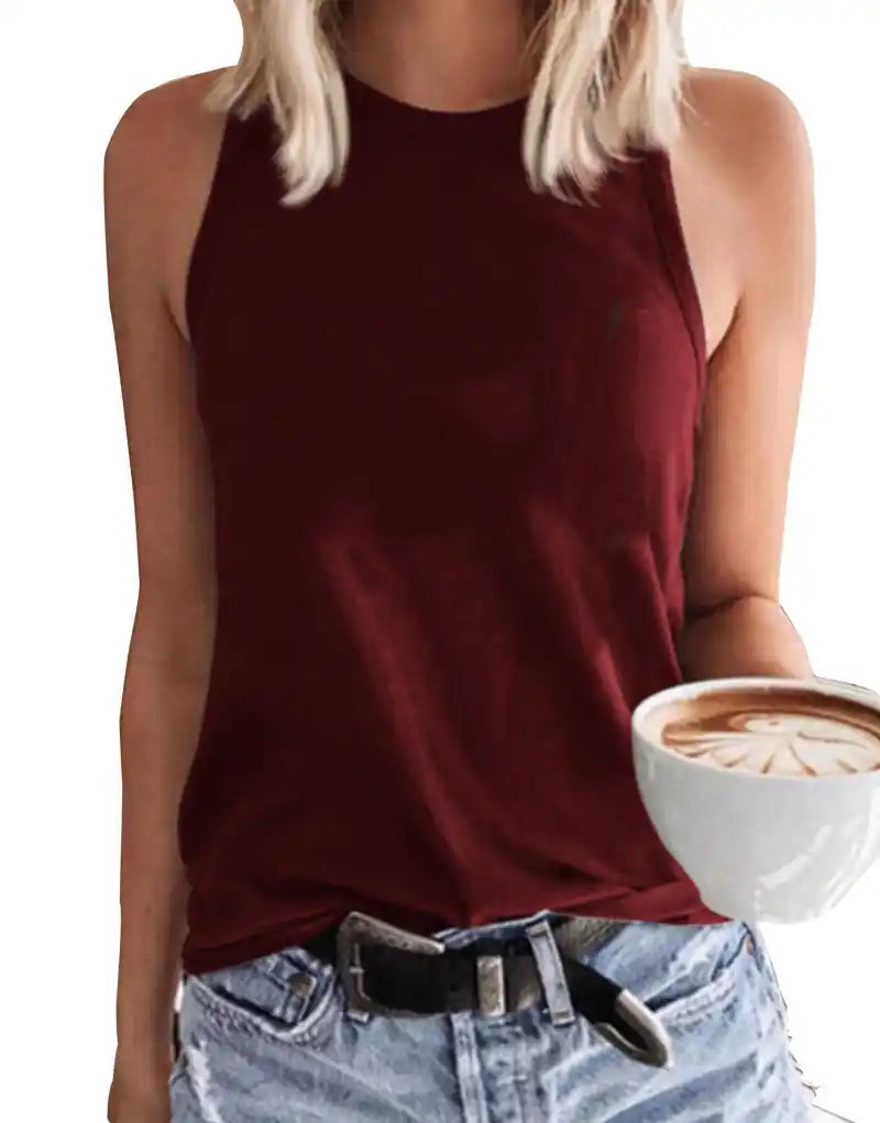 Solid Color Round Neck Vest T-shirt