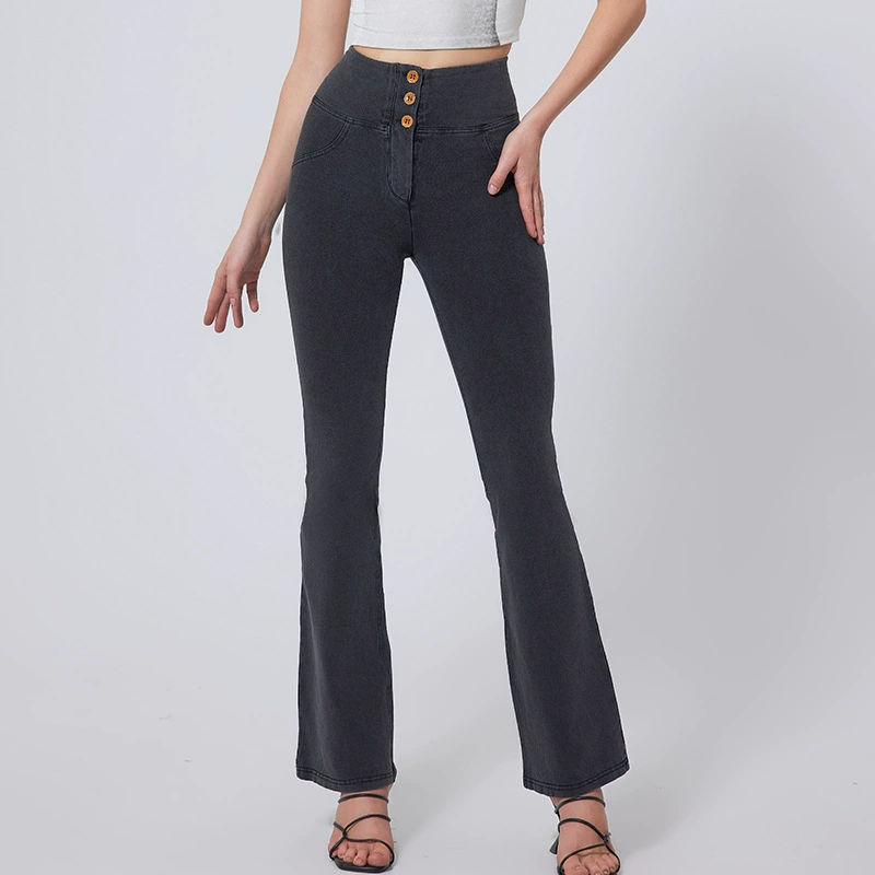 Fashion High Waist Fitness Flared Leggings Outerwear Denim Yoga Pants