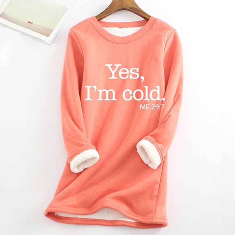 Printed Thickened Fleece Warm Autumn Winter Sweatshirt