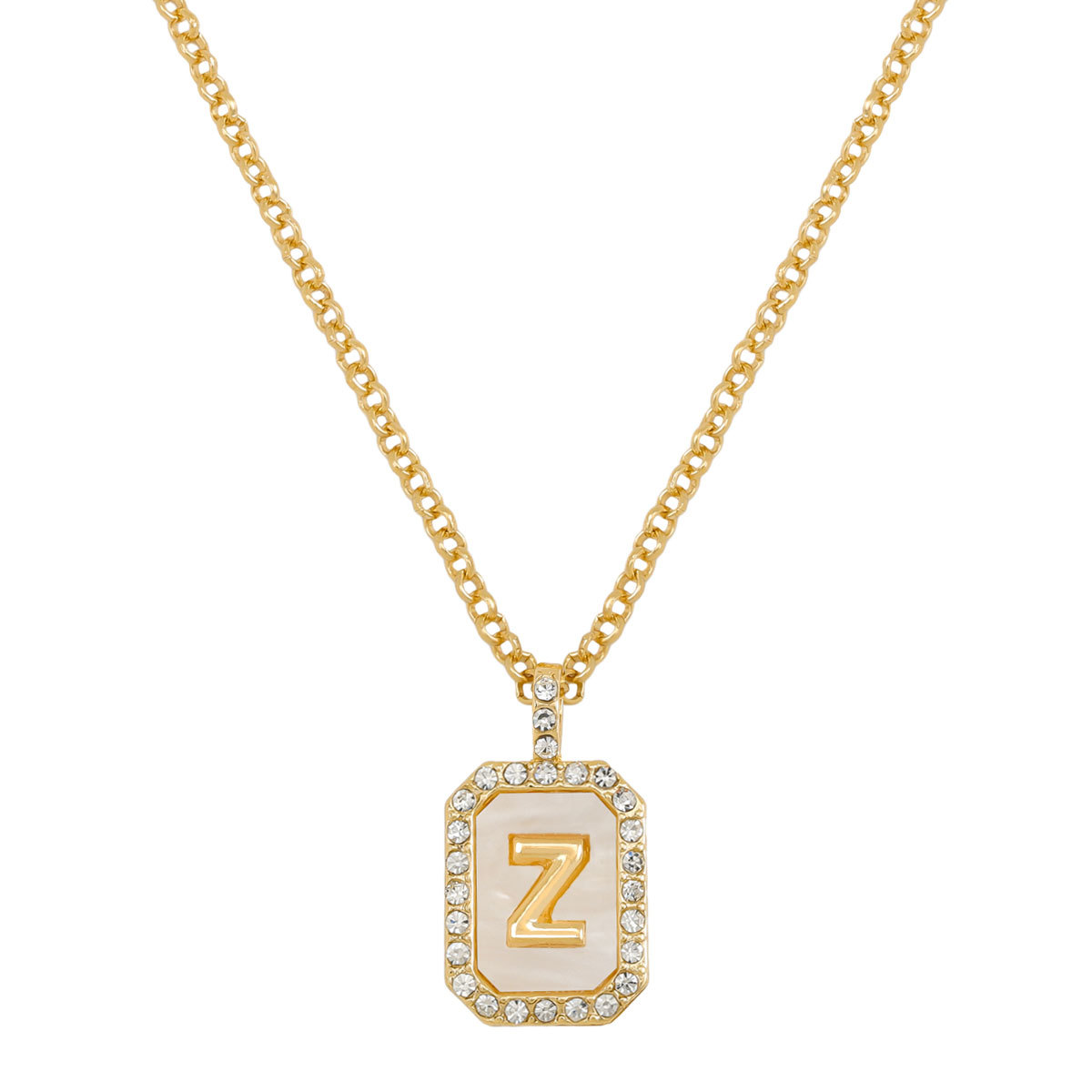 Letter Inlay Gold Plated Necklace Pendant Zircon Necklace Friend Gift
