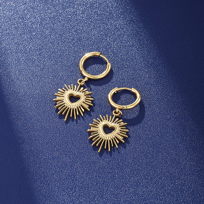 Heart Sunflower Hoop Earrings Jewelry Elegant Punk Style Earrings