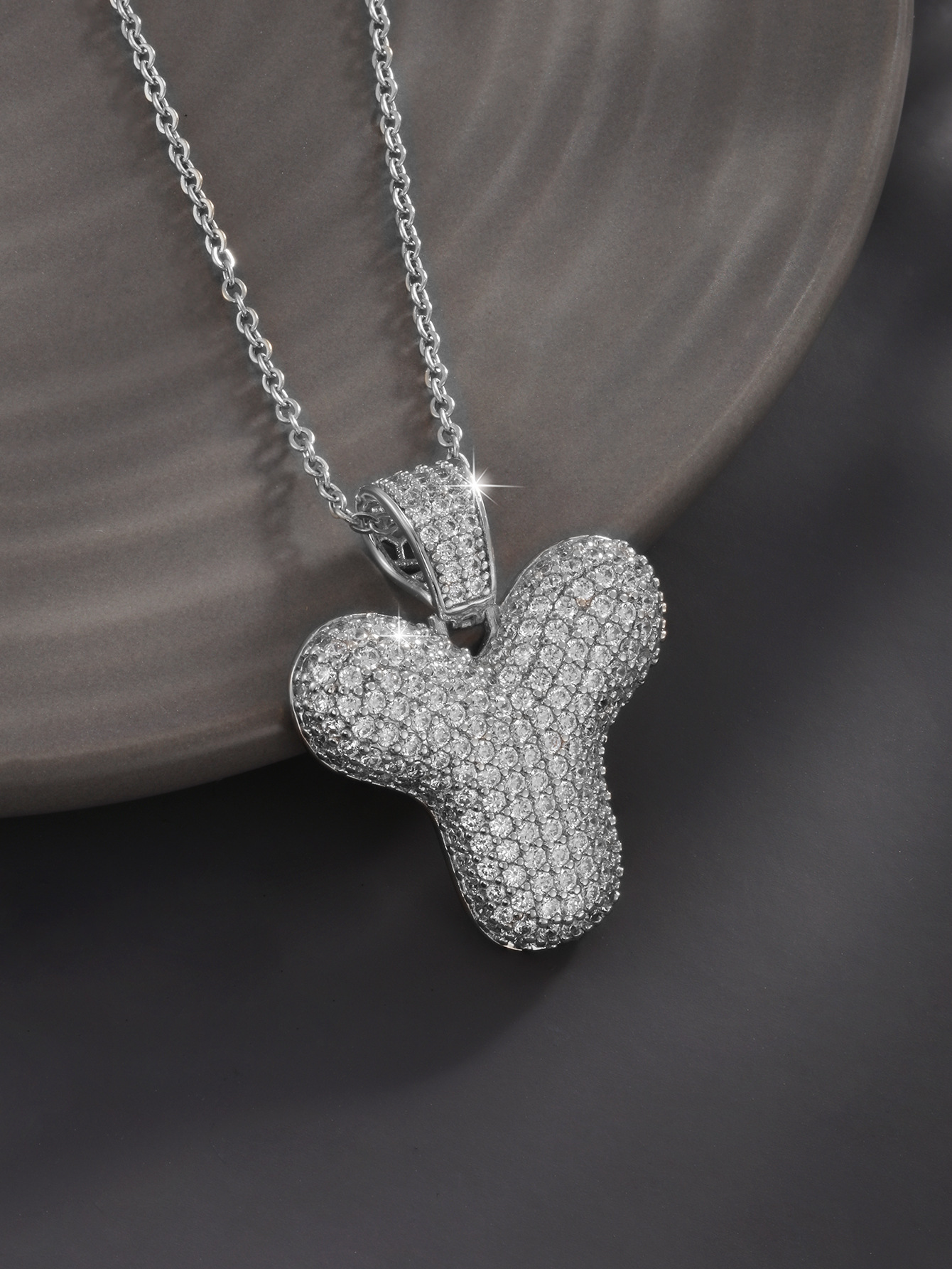 Stylish 26 Letters Necklace Pendant Alloy Zircon Necklace Friend Gift