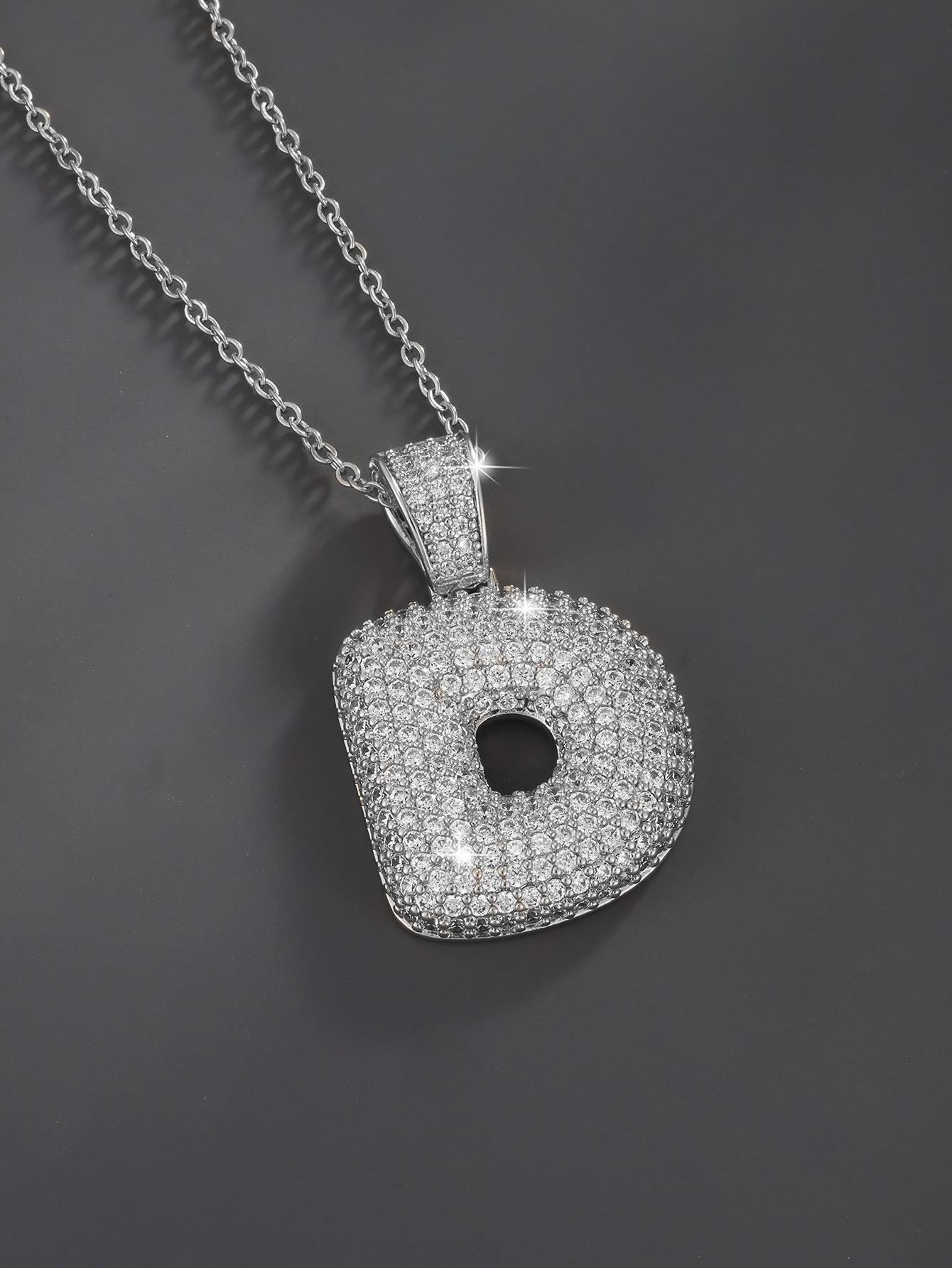 Stylish 26 Letters Necklace Pendant Alloy Zircon Necklace Friend Gift