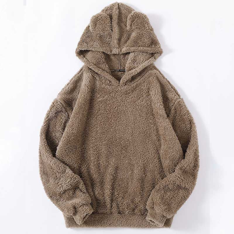 Lovely Bunny Ears Plush Warm Loose Hooded Sweatshirt