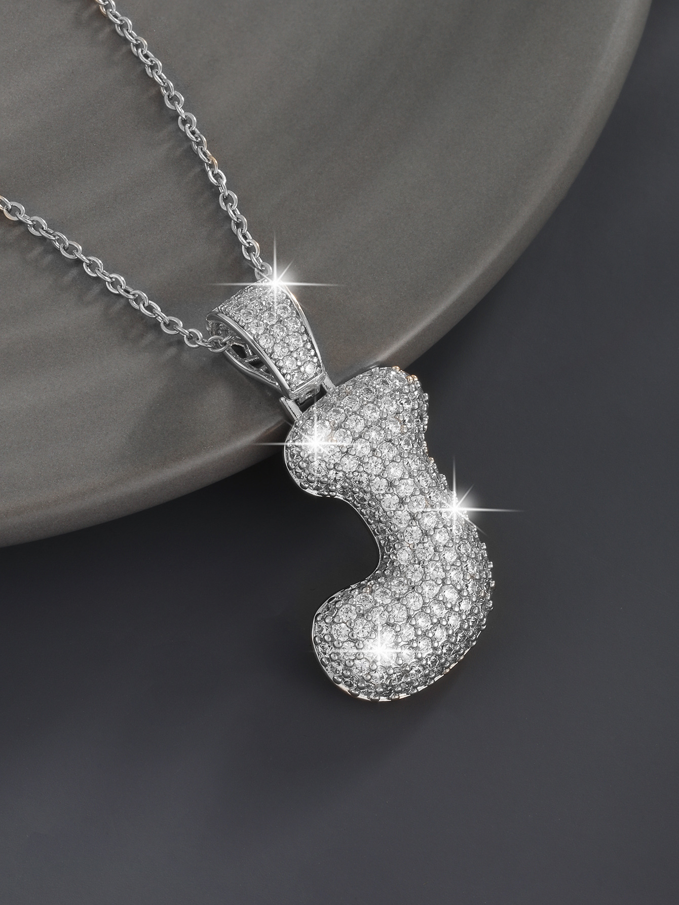 Stylish 26 Letters Necklace Pendant Alloy Zircon Necklace Friend Gift