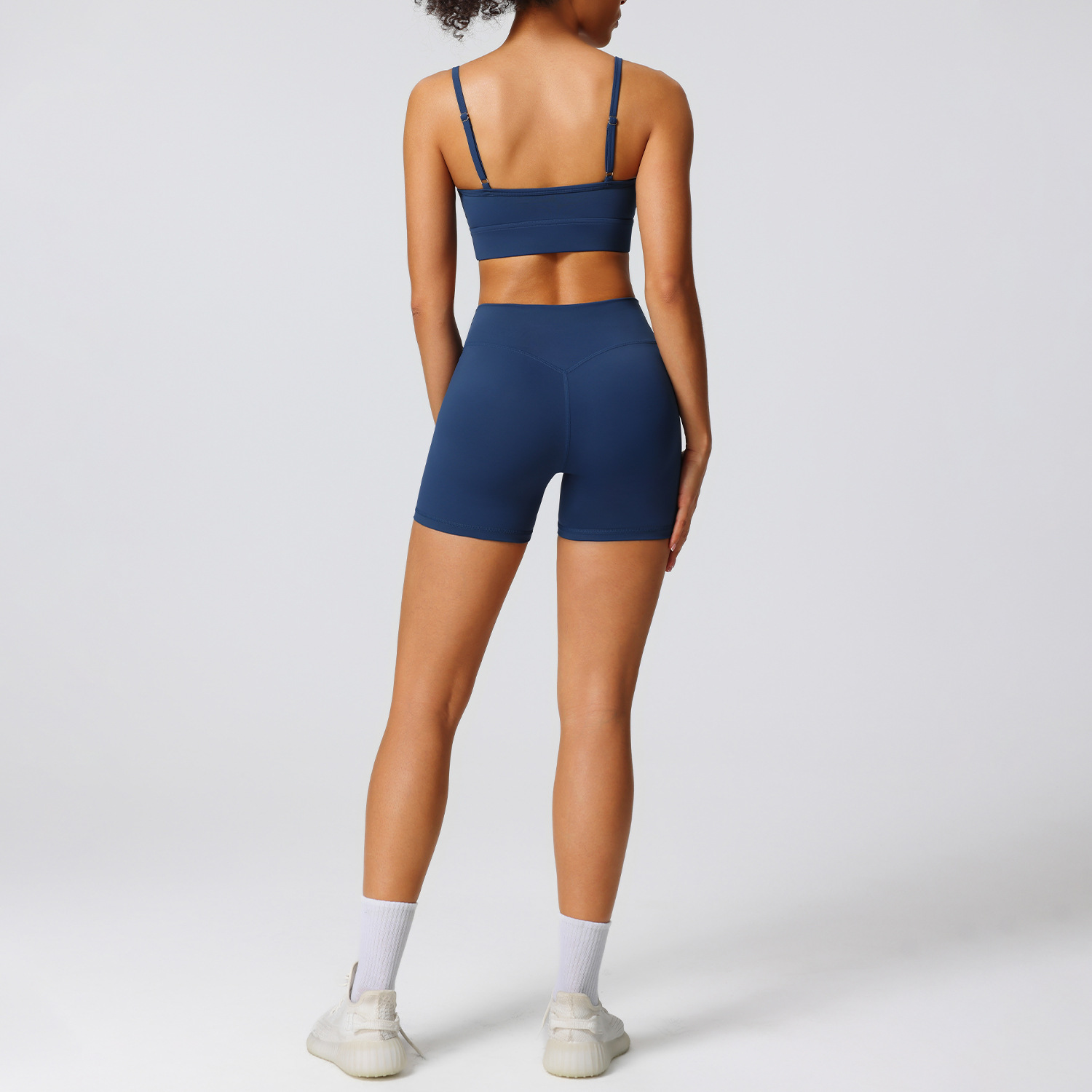 High Elastic Outdoor Yoga Shorts Cross Waist Design Sports Shorts