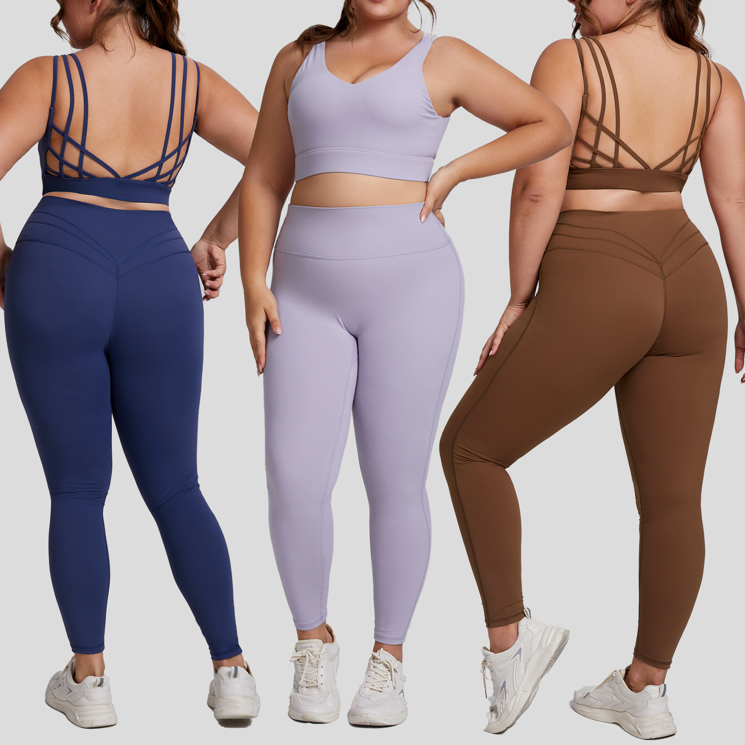 Plus Size High Elastic Yoga Suit Sports Vest And Pants Two Piece Set