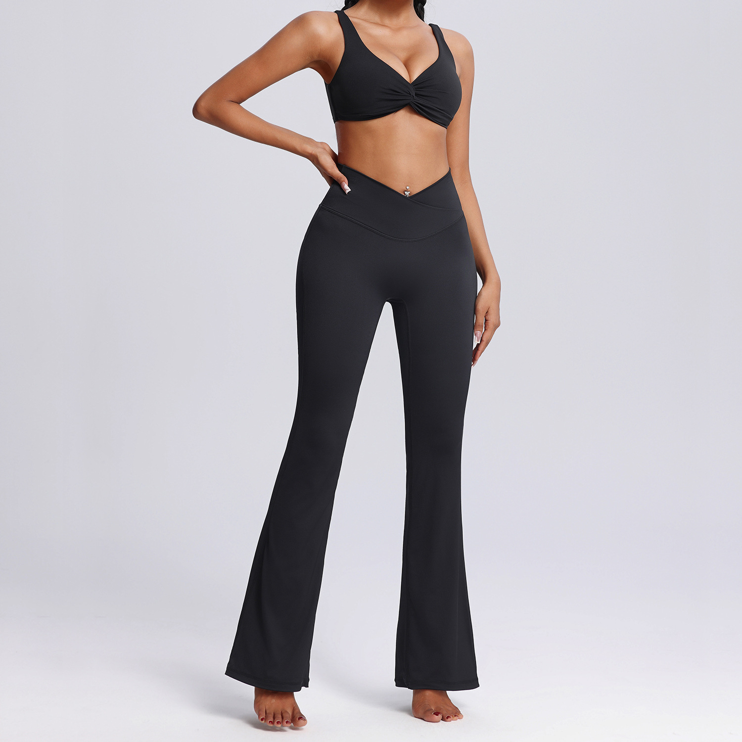 Yoga Suit Sportswear Vest And Flared Long Pants Two-Piece Yoga Set