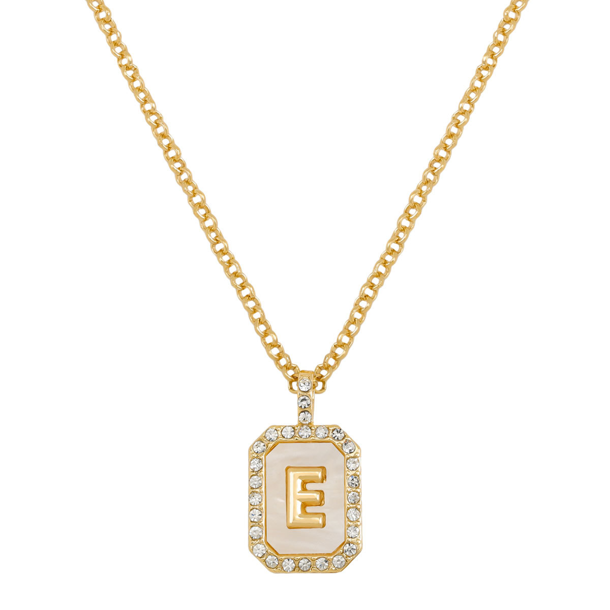 Letter Inlay Gold Plated Necklace Pendant Zircon Necklace Friend Gift