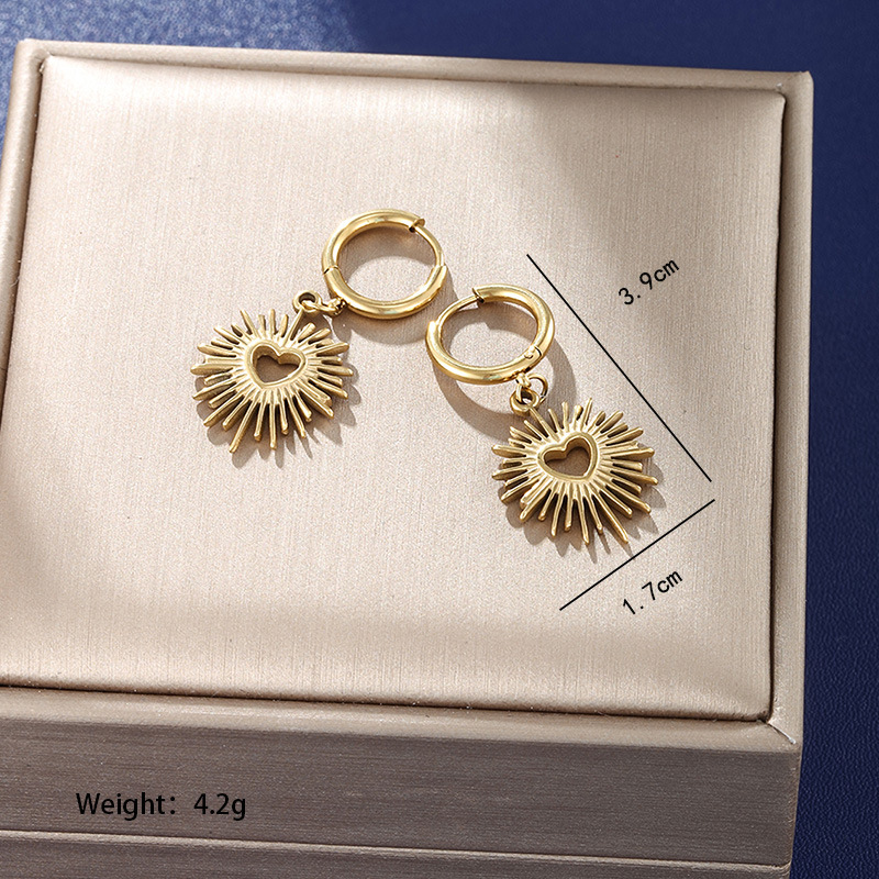Heart Sunflower Hoop Earrings Jewelry Elegant Punk Style Earrings