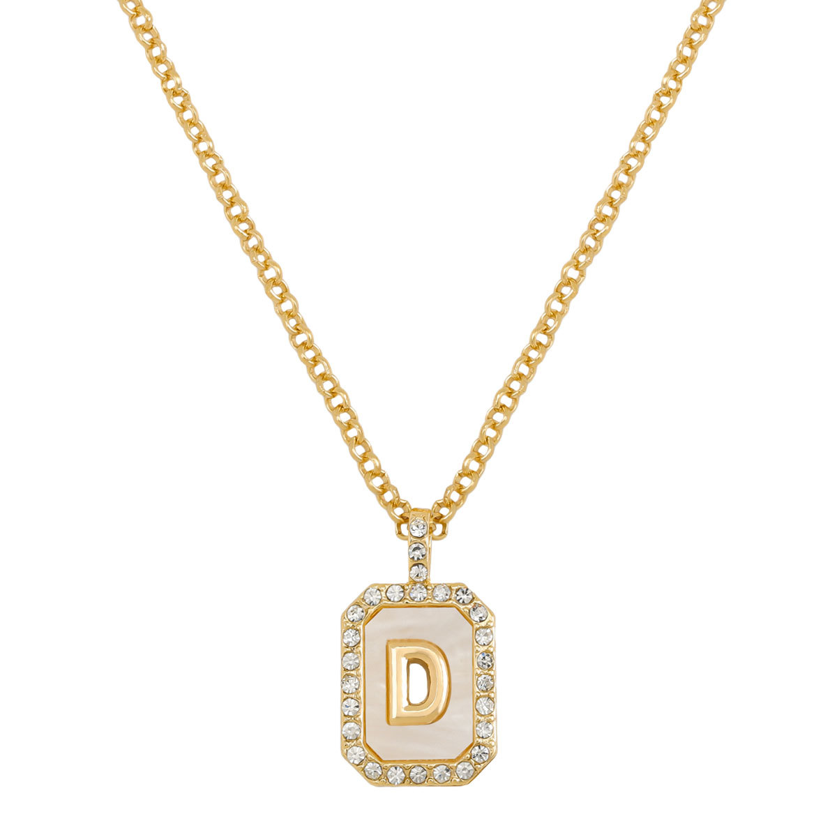 Letter Inlay Gold Plated Necklace Pendant Zircon Necklace Friend Gift