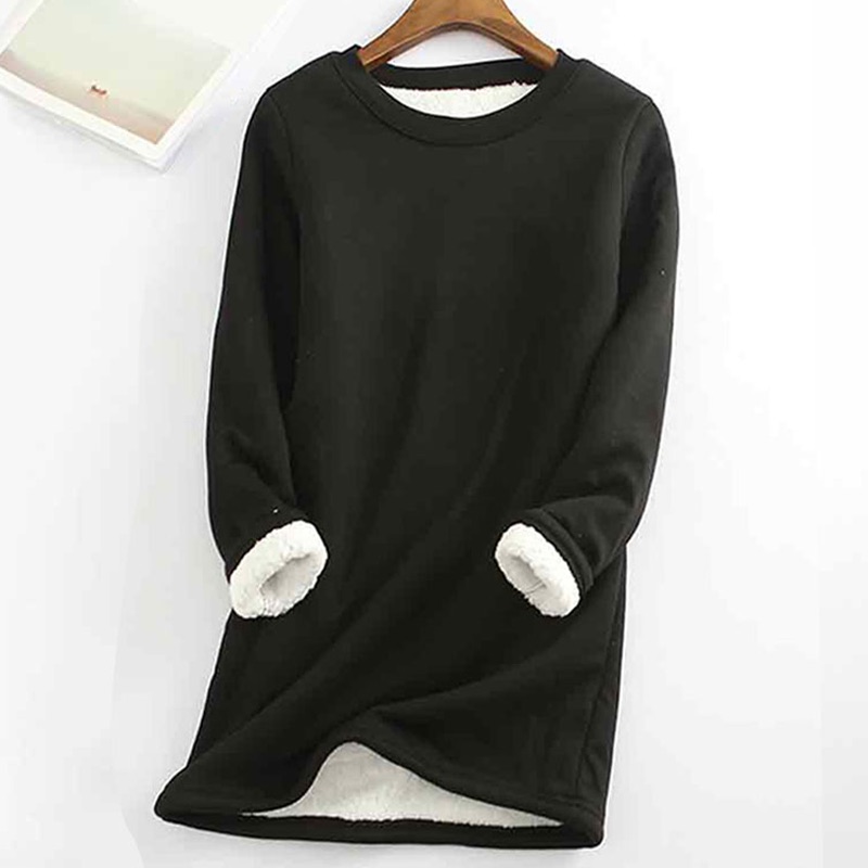 Solid Color Thickened Fleece Warm Autumn and Winter Sweatshirt