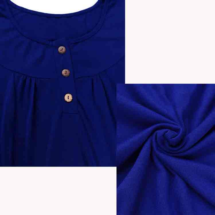 Solid Color Casual Button V-neck Loose Blouse