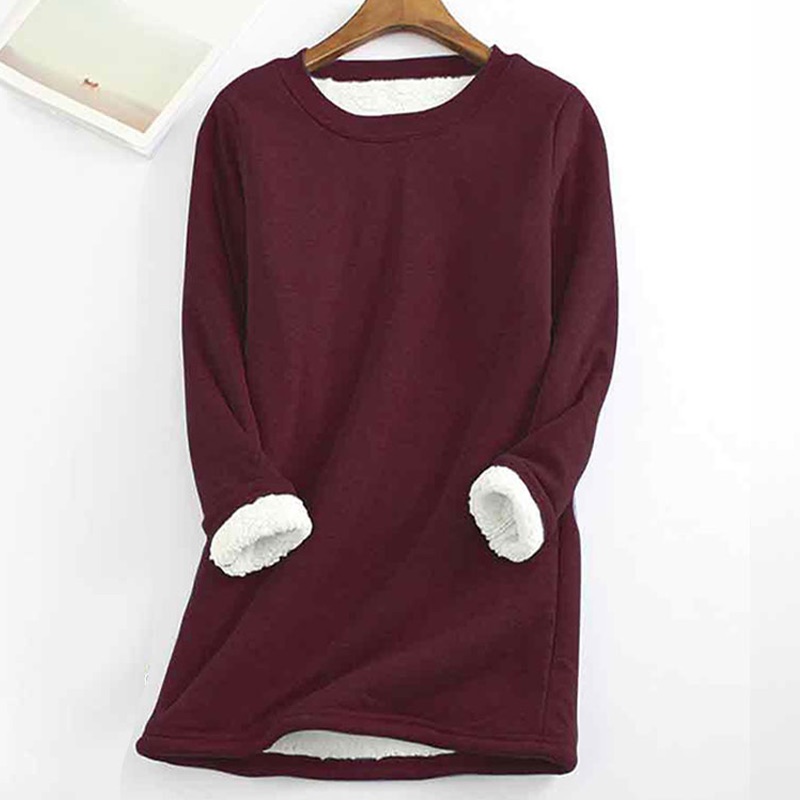 Solid Color Thickened Fleece Warm Autumn and Winter Sweatshirt