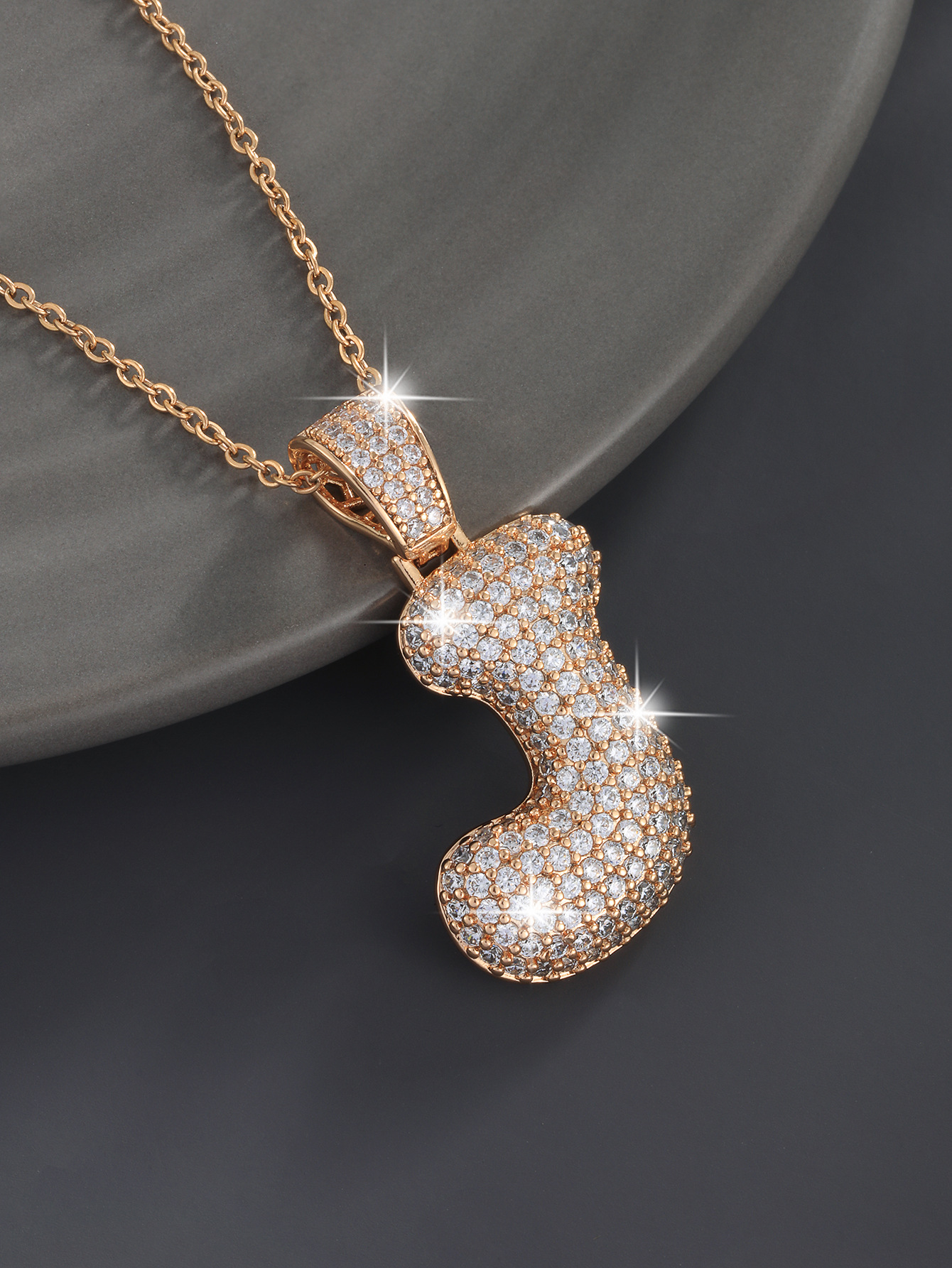 26 Letters 18K Gold Plated Necklace Pendant Zircon Necklace