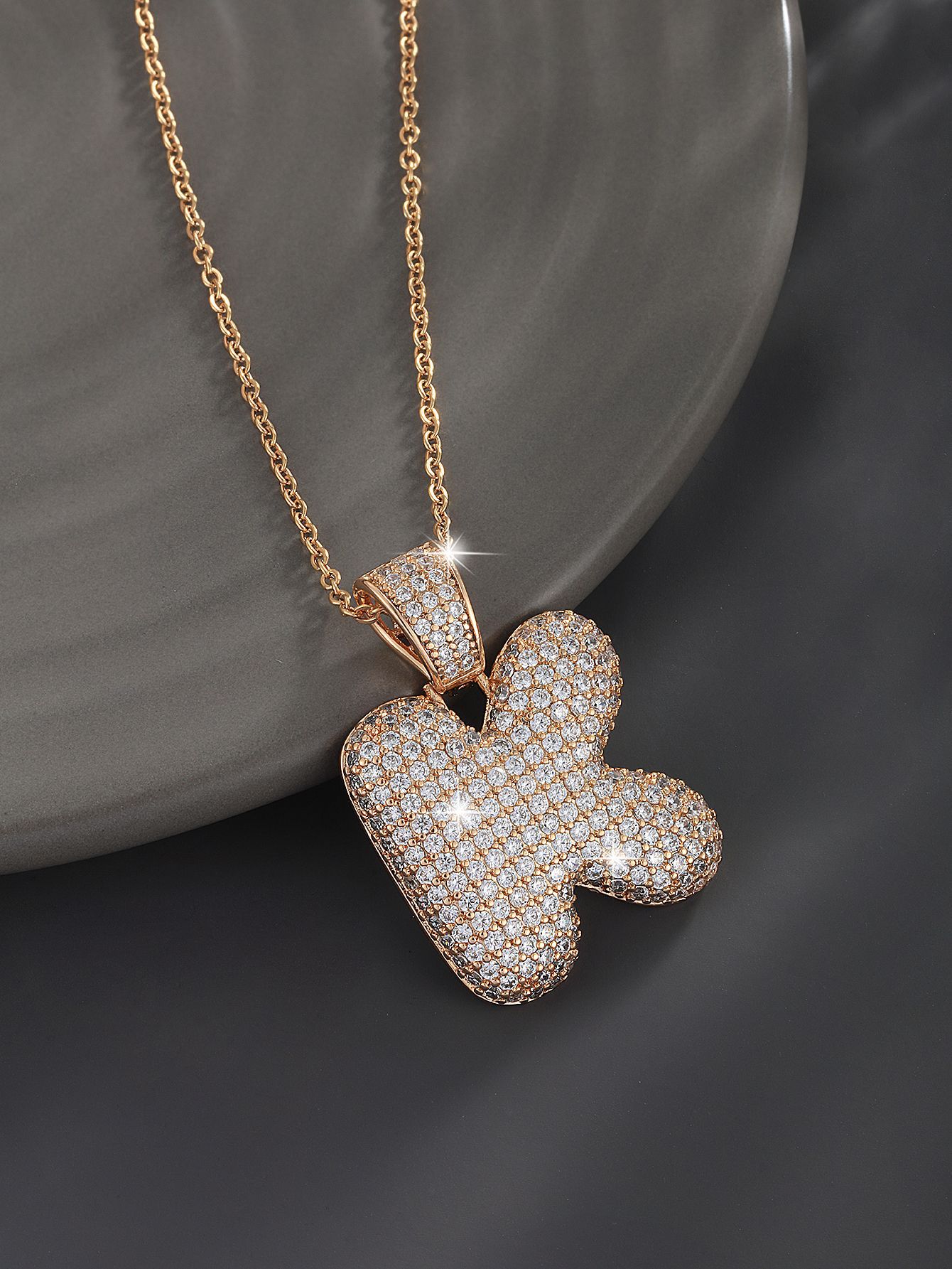26 Letters 18K Gold Plated Necklace Pendant Zircon Necklace