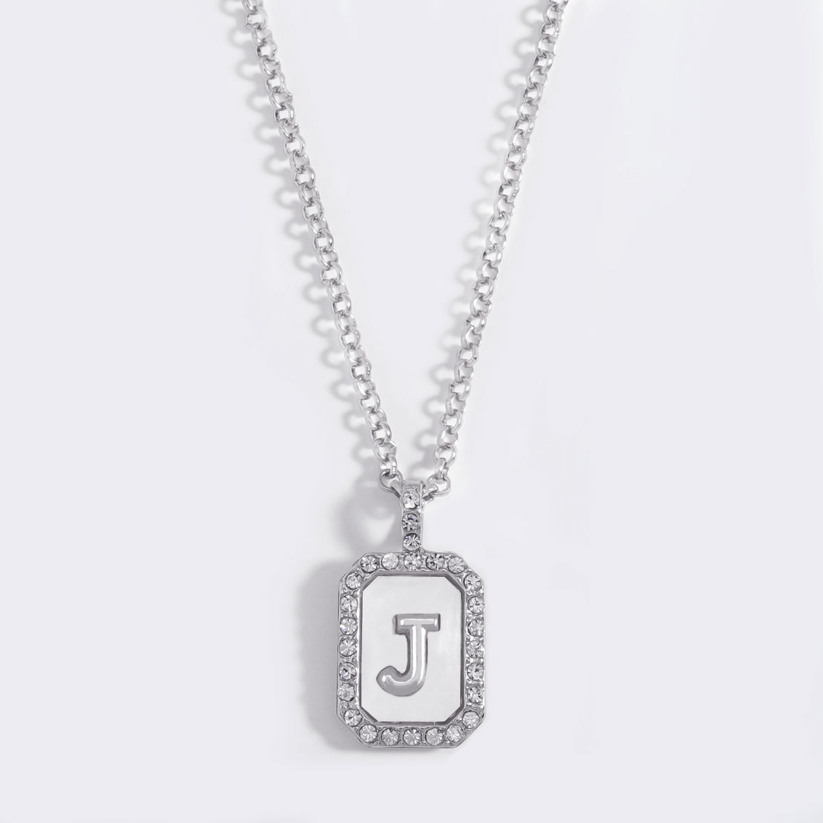 Letter Inlay Necklace Pendant Alloy Zircon Necklace Friend Gift