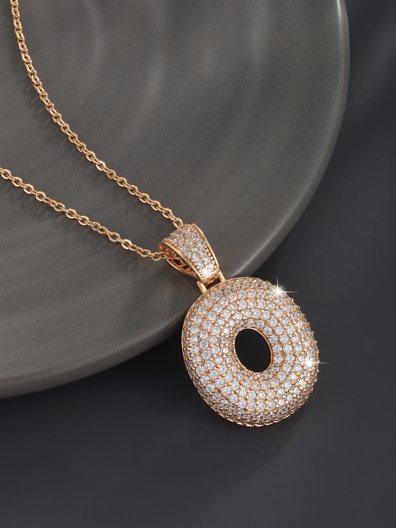 26 Letters 18K Gold Plated Necklace Pendant Zircon Necklace