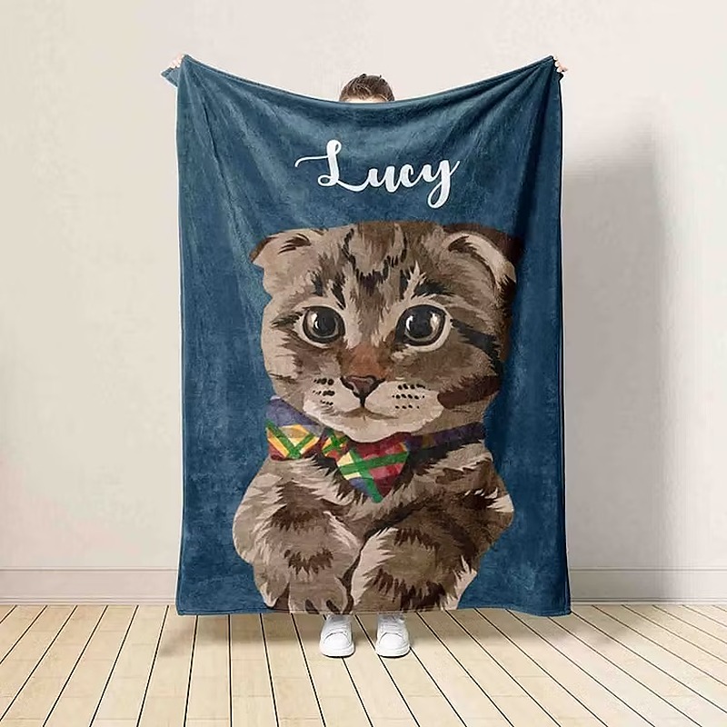 Custom Pet Flannel Blanket Furry Baby Embedded Digital Fleece Blanket